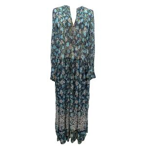 Free People Sheer Floral Maxi Dress‎ Women's XS Boho Festival Romantic Layering